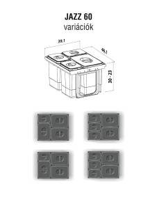 EKOTECH - Beépíthető hulladékgyűjtő JAZZ 60 - 3x12 liter+1x5 liter