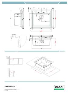 ELLECI - Mosogatótálca Sintesi 105 K82 Sage Green inox tartozékokkal