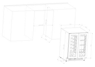 ferrara sw-54 ss 128 literes inox beépíthető kétajtós kétzónás borhűtő