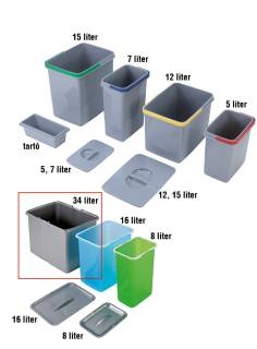 EKOTECH -  Tartozék hulladékgyűjtőhöz 34 literes átlátszó vödör