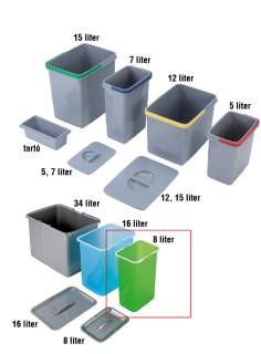 EKOTECH -  Tartozék hulladékgyűjtőhöz 8 literes átlátszó vödör