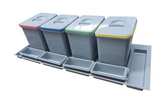 EKOTECH - Beépíthető hulladékgyűjtő PRACTIKO 1200 - 4x12 liter + 4 tartó